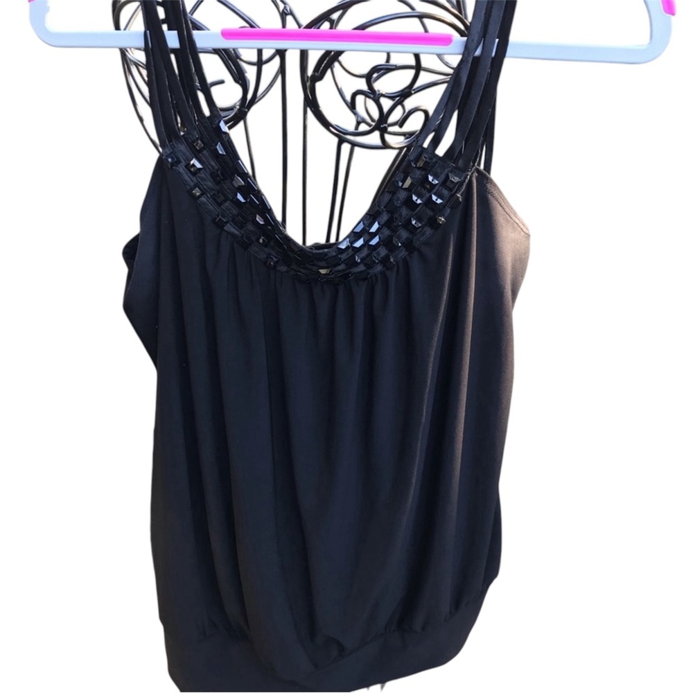 🦉EUC Perception Women’s Black Strap Style Tank With Stud Embellishments Med